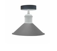 LEDSone Vintage Flush Mount-Ceiling Light Industrial-Metal 22cm Cone Lampshade E27 Base Ceiling Mounted Lighting for Living Room Kitchen Restaurant Hallway (Grey)