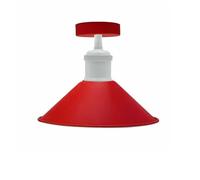 LEDSone Vintage Flush Mount-Ceiling Light Industrial Metal 22cm Cone Lampshade E27 Base Ceiling Mounted Lighting for Living Room Kitchen Restaurant Hallway (Red)
