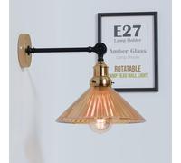 LEDSone Premium Wall Light with Ceramic Lampshade, Industrial Glass Light Fitting Vintage Brass E27 Wall Lamp for Bedroom Living Room Porch, Yellow Brass, Ceramic