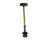 Ledsone Vintage Hemp Rope And Metal Pendant Light E27 - 50Cm Braided Flex Jute Cable