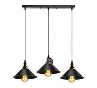 Ledsone Vintage Industrial 3 Head Black Metal Pendant Light Retro Ceiling Lamp With 50Cm Rose For Kitchen & Living Room