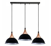 LEDSone Vintage Industrial 3Head Ceiling Pendant Light Hanging Light Metal Shade Indoor Light Fitting for Hotel, Restaurants, Bar, Dining Room (Black Inner White)