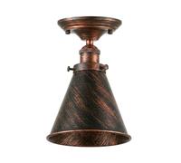 LEDSone Vintage Industrial Ceiling Light, E27 Flush Mount Metal Lamp, 18cm Rustic Red Conical Shade, Rustic Lighting Fixture for Kitchen, Bedroom, Dining Room