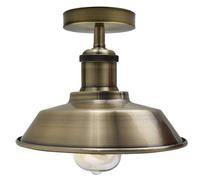 Ledsone Vintage Industrial Ceiling Light Green Brass Metal Semi Flush Mount For Kitchen & Porch