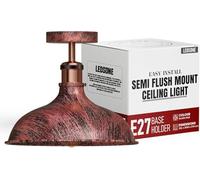 LEDSone Vintage Industrial Ceiling Lights 36CM Semi Flush Mount Lighting Fixtures Rustic Red Modern Large Ceiling Light Semi Flush Ceiling Lights for Kitchen Hallway Dining Rooms Living Rooms Bar