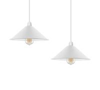LEDSone Vintage Industrial Ceiling Pendant Light Shade, Retro Metal Indoor Lamp Loft Bar Hanging Chandelier Lighting Rustic Shade (White - 2 Pack)