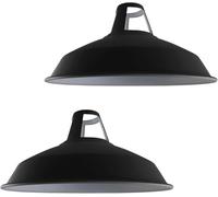 LEDSone Vintage Industrial Ceiling Pendant Light Shade, Retro Metal Indoor Lamp Loft Bar Hanging Chandelier Lighting Rustic Shade (Black, Barn Slotted, 2-Pack)