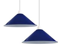 LEDSone Vintage Industrial Ceiling Pendant Light Shade, Retro Metal Indoor Lamp Loft Bar Hanging Chandelier Lighting Rustic Shade (Navy Blue - 2 Pack)