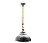 LEDSone Vintage Industrial Ceiling Pendant Lighting Metal Dome Shade Adjustable Hemp Rope Hanging Light for Kitchen Loft Bar Cafe (Brushed Silver)