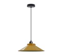 LEDSone Vintage Industrial E27 Base Metal Cone Lampshade Single Head Ceiling Pendant Light Adjustable Twisted Hanging Light Fixture for Bedroom Living Room (Yellow, Without Bulb)