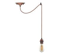 LEDSone Vintage Suspension Light Fitting - Copper Metal E27 Screw Lampholder with 195cm Adjustable Cable - Retro Hanging Ceiling Pendant for Kitchen, Bar, Cafe, or Home Decor