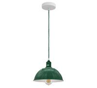 Ledsone Vintage Industrial Green Pendant Light Lamp Adjustable Fabric 3 Core Cable E27 Hanging Ceiling Light