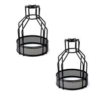 LEDSone Vintage Industrial Metal Wire Cage Bulb Guard Lampshade DIY Ceiling Pendant Light (Black Bird cage 2 Pack)