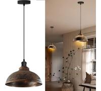 LEDSone Vintage Industrial Pendant Ceiling Light E27 Hanging Lamp, Adjustable 95cm Cable, 29cm Metal Shade, Rustic Indoor Ceiling Light for Kitchen Dining Room Cafe Home-Brushed Copper