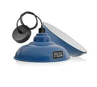Ledsone Vintage Industrial Pendant Light , 32Cm Metal Shade , E27 Ceiling Light Adjustable Cable - Blue