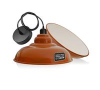 Ledsone Vintage Industrial Pendant Light , 32Cm Metal Shade , E27 Ceiling Light Adjustable Cable - Orange