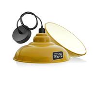 Ledsone Vintage Industrial Pendant Light , 32Cm Metal Shade , E27 Ceiling Light Adjustable Cable - Yellow