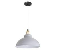 LEDSone Vintage Industrial-Pendant Light 95cm Adjustable Hanging Ceiling Fixture Metal Curvy lampshade for Living Room, Restaurants, Cafes, Bars, Offices (White)