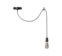 LEDSone Vintage Industrial Pendant Light Adjustable Hanging Lamp with E27 Socket 10cm Ceiling Canopy 2m Fabric Cord Metal Fixture for Kitchen, Living Room, Café