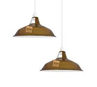 LEDSone Vintage Industrial Pendant Lights Metal Lamp Shades in a Retro Modern Style Antique Shades for Ceiling Lights Lampshades for Lights in Bedroom Kitchen and Bathroom, Yellow Brass, 2-Pack