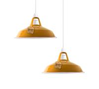 LEDSone Vintage Industrial Pendant Lights Metal Lamp Shades in a Retro Modern Style Antique Shades for Ceiling Lights Lampshades for Lights in Bedroom Kitchen and Bathroom, Yellow, 2-Pack