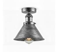 LEDSone Vintage Industrial Semi Flush Ceiling Light, E27 Metal Ceiling Lamp 18cm Brushed Silver Shade, Durable Heat Resistant Lighting Fixture for Kitchen, Bedroom, Living Room