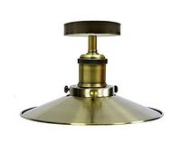 LEDSone Vintage Industrial Semi-Flush Mount Ceiling Light Lamp Metal Flat Lamp Shade Indoor Light Fitting for Bars, Restaurants, Kitchen, Bedroom (Green Brass, Without Bulb)