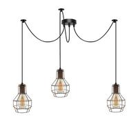 LEDSone Vintage Industrial Spider Light Chandelier String Light Hanging Kit Round Ceiling Rose Wire Cage Shade Ceiling Octopus Adjustable Light Metal E27 60W (Brushed Copper with Bulb)