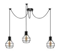 LEDSone Vintage Industrial Spider Light Chandelier String Light Hanging Kit Round Ceiling Rose Wire Cage Shade Ceiling Octopus Adjustable Light Metal E27 60W (Black with Bulb)