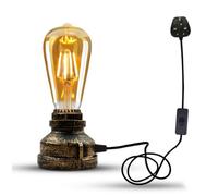 Ledsone Vintage Industrial Table Lamp Retro Water Pipe Style, Metal, E27, On/off Switch, Brushed Copper With Bulb