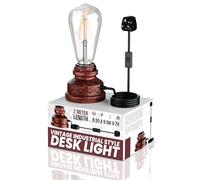 LEDSone Vintage Industrial Village Style Desk Light Plug in Lamp with ON/Off Switch E27 Dimmable Non Dimmable Bulb Creative Water Pipe Table Lamp with Bulb