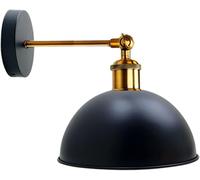 LEDSone Vintage Industrial Wall Light Retro Style Adjustable Wall Sconce with Blue Dome Shade and Brass Arm, 180° Swivel, Ideal for Indoor Decor Bedroom Living Room Cafe Bar (Black)