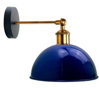 LEDSone Vintage Industrial Wall Light Retro Style Adjustable Wall Sconce with Blue Dome Shade and Brass Arm, 180° Swivel, Ideal for Indoor Decor Bedroom Living Room Cafe Bar (Navy Blue)