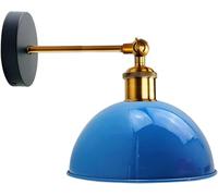LEDSone Vintage Industrial Wall Light Retro Style Adjustable Wall Sconce with Blue Dome Shade and Brass Arm, 180° Swivel, Ideal for Indoor Decor Bedroom Living Room Cafe Bar (Blue)