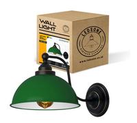Ledsone Vintage Industrial Wall Sconce. Green Metal Shade 19X21Cm Retro E27 Indoor Light Fitting For Bedroom , Living Room