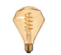 LEDSone Vintage LED E27 Screw Bulb 4W Edison LED Bulbs Antique Style Retro Spiral Led Filament Bulb Energy Saving Diamond Screw Bulbs Decorative Light Bulbs Amber Glass Warm White 2700K