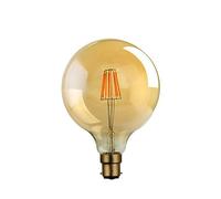 LEDSone Vintage LED Edison Bulb, Dimmable 4W B22 2700K G125 Globe LED Bulbs, Led Filament Bulbs, Antique Style Retro Amber Glass Screw Lamp 220V Pack of 1