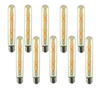 LEDSone Vintage LED Edison Bulb, Dimmable 4W E27 2700K T185 Tubular LED Bulbs, Led Filament Bulbs, Antique Style Retro Amber Glass Screw Lamp 220V Pack of 10