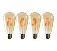 LEDSone Vintage LED Edison Bulbs, 4W, Equivalent 40W, Warm White 2700K, ST64 Antique LED Filament Bulbs with 80+ CRI, E27 Medium Base, Dimmable, Clear Glass, Pack of 4