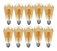 LEDSone Vintage LED Light Bulb E27 Edison Screw Bulb 4W/8W Retro Amber Glass Lamp Warm White dimmable Antique Style Energy Saving LED ST64 Filament Lamp (ST64 E27 8W, 10 Pack)