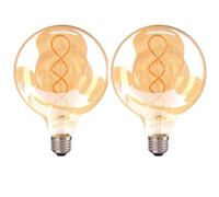 LEDSone Vintage LED Spiral Filament Bulb, G125 Globe Non Dimmable Flick-Free 4W LED Edison Globe Light Bulb E27 Screw, Amber Glass, Warm White 2700K (2 Pack)
