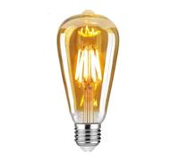 LEDSone Vintage Light Bulb E27 Edison Screw ST64 Bulb, 6W Equivalent to 60 Watt, Retro Amber Glass Lamp, 2200K Warm White,Dimmable, ES LED Filament Lamp, ST64, 600LM - Pack of 1 [Energy Class A]