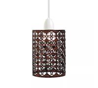 LEDSONE Vintage Metal Cage, Industrial Retro Pendant lampshade Barrel Shaped Loft Style Metal Ceiling Lamp Shade for Pendant Light,Wall Lights (2 Pack) (Rustic Red, 1 Pack)