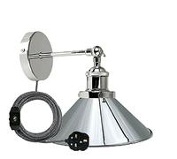 Modern Vintage Retro Chrome Industrial Wall Sconce Light Plug in Wall Lamp with Dimmer Switch Lamp Shade (Chrome)