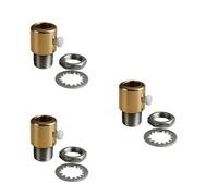 LEDSone Vintage Metal Cord Grip with 10mm Female Thread Cable Lock Strain Relief Screws Directly into Lampholder DIY & Light Fit Yellow Brass (3 Pack)