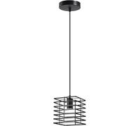 LEDSone Vintage Metal Lamp Shade Retro Geometric Industrial Wire Cage Lampshade Pendant Light Hanging Cage Pendant Lights E27 Base (Black Cube Cage)