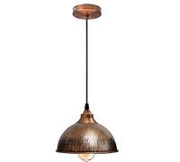LEDSone Vintage Metal Pendant Light Dome Shape 21cm Brushed Copper Shade Industrial Hanging Ceiling Lighting with Bulb Ideal for Dining Room Bar Clubs & Restaurants