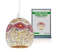 LEDSone Retro Mosaic Glass Lamp Shade Multi Color Tapered Ceiling Light Shade Pendant Lights, Home Décor Replacement Hanging Lighting 19cm Shade