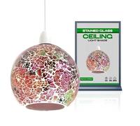 Vintage Mosaic Glass Pendant Light Shade Multi Color Flat Tempered Sphere Ceiling Hanging Lamp Fixture for Home, Bedroom, Café, Restaurant Decor Lighting