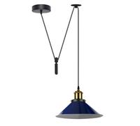 Ledsone Vintage Navy Blue Cone Pendant Light Metal Ceiling Hanging Lamp With 195Cm Adjustable Cable And E27 Bulb Holder